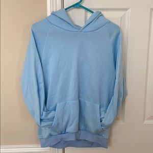 A light blue sweatshirt